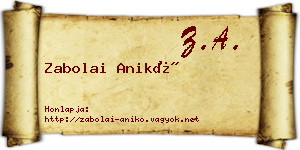 Zabolai Anikó névjegykártya